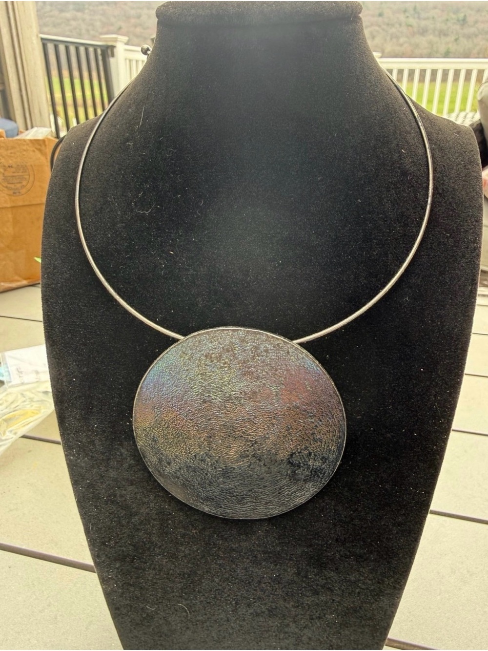 Handcrafted Iridescent Disc Pendant Necklace - Women's Jewelry